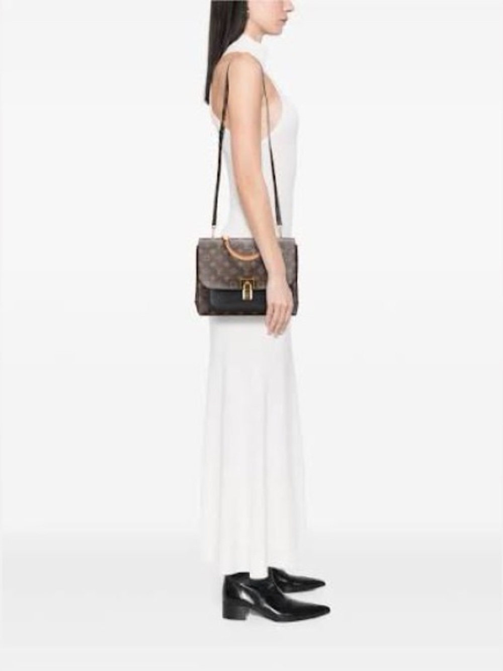 Louis Vuitton Marignan Monogram Canvas Shoulder Bag Black Leather Gold Hardware - Picture 12 of 13